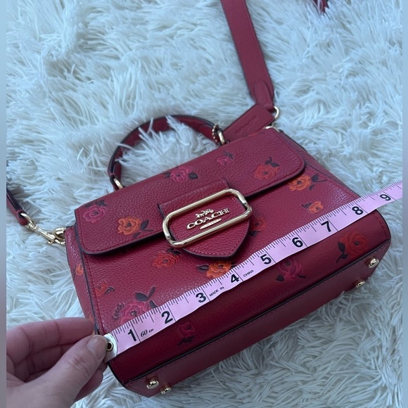 Coach Peony Print Morgan Top Handle Satchel - Picture 9 of 11